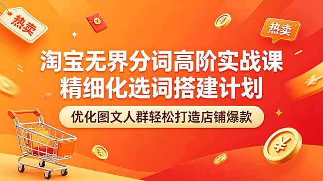 淘宝无界分词高阶实战课 精细化选词搭建计划 优化图文人群轻松打造店铺爆款