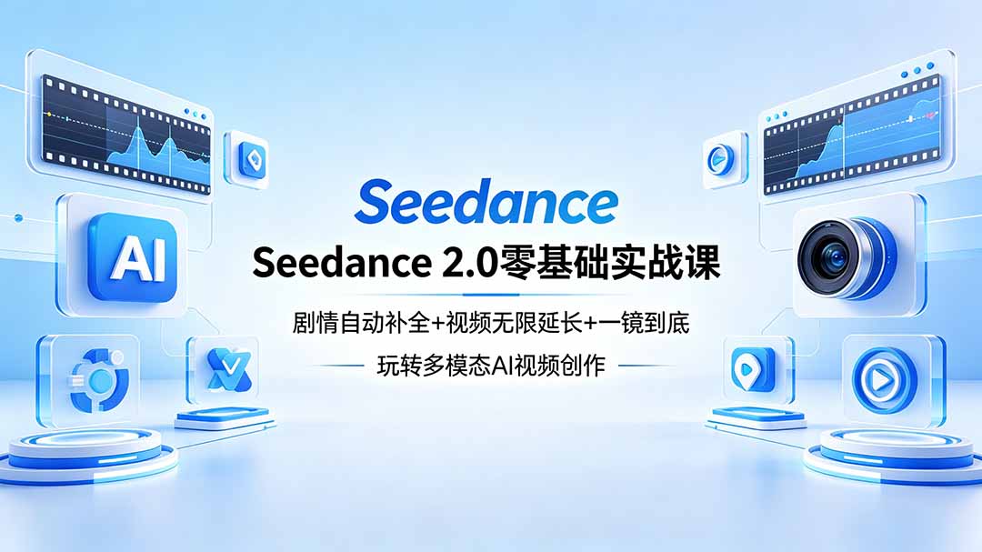 Seedance 2.0零基础实战课：剧情自动补全+视频无限延长+一镜到底：玩转多模态AI视频创作
